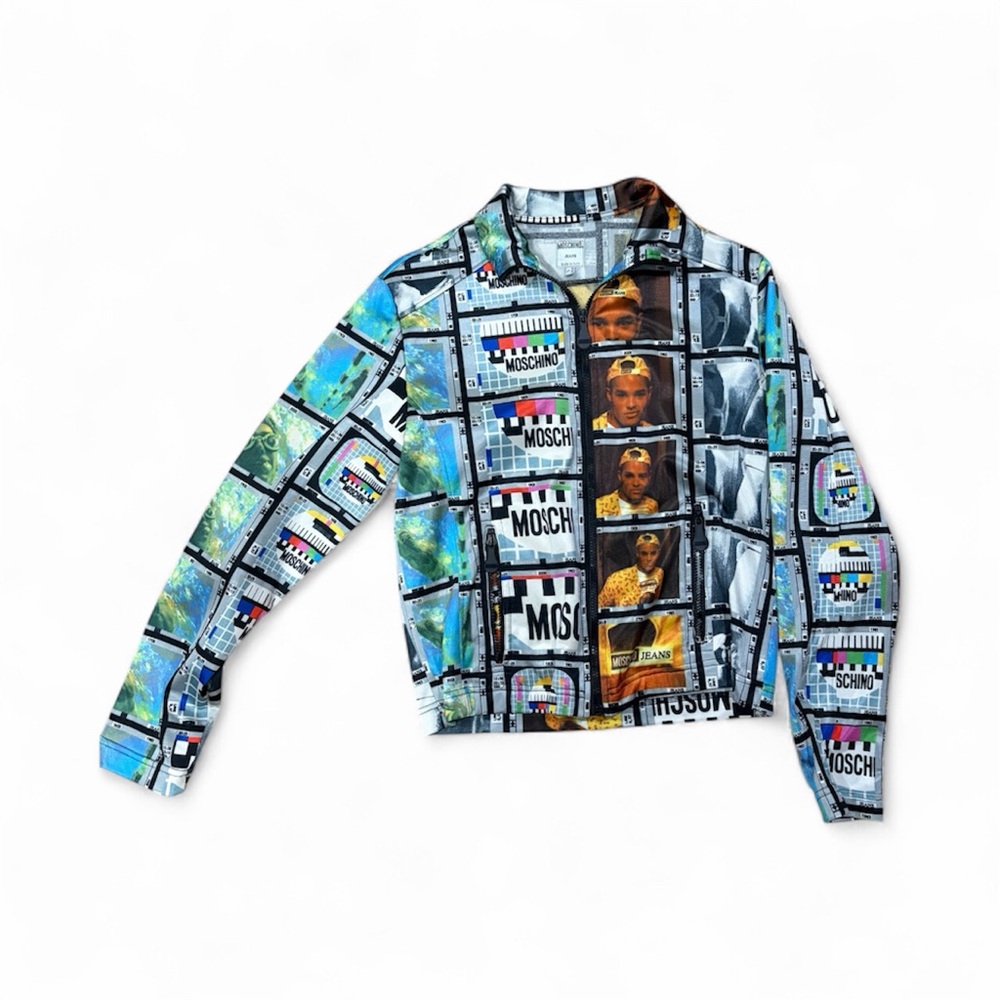 Moschino Graphic Print Jacket with Black and Gray